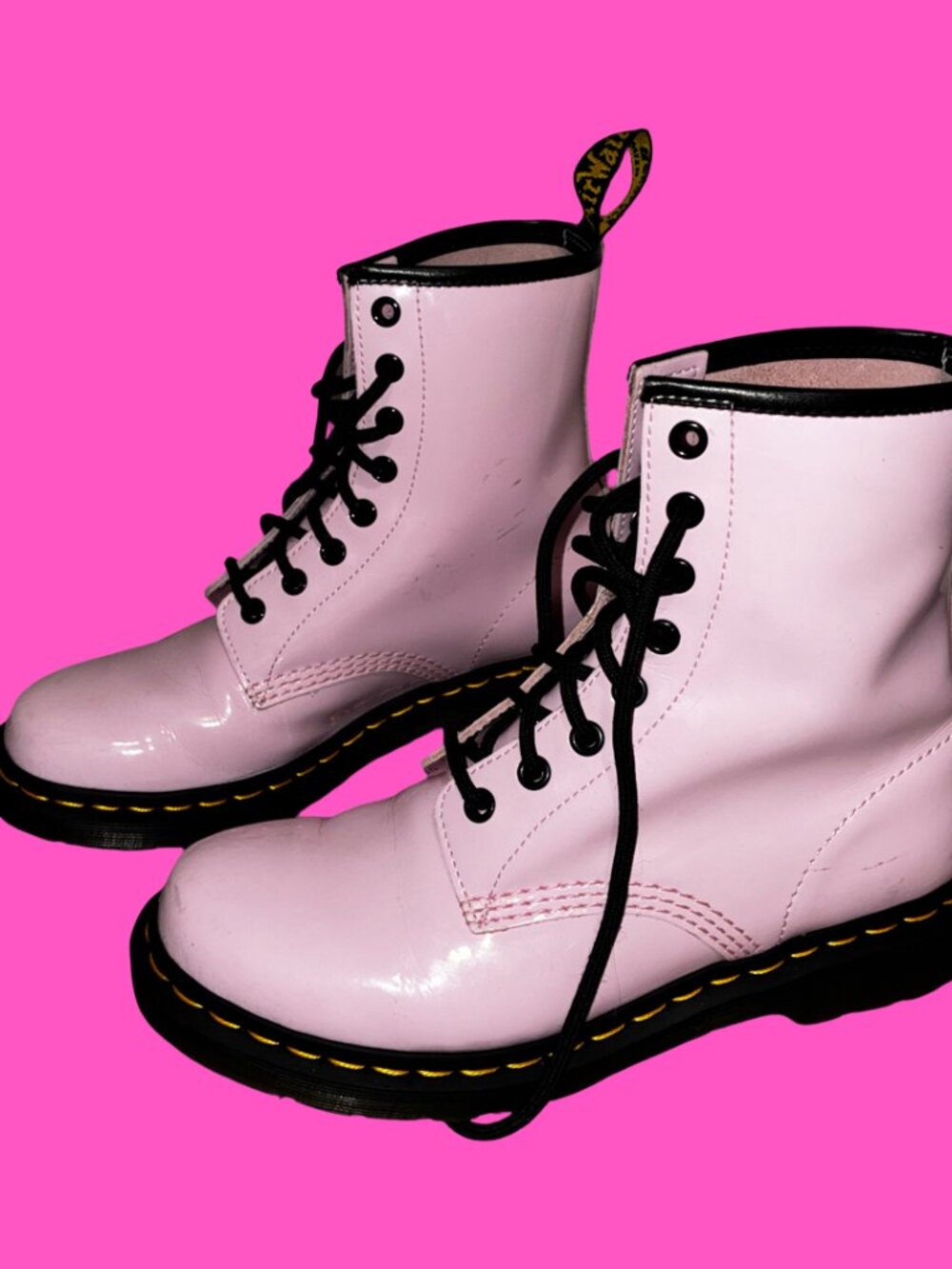 Sz.8*Doc Martens*Pink Patent Leather Combat Boots - Picture 3 of 10